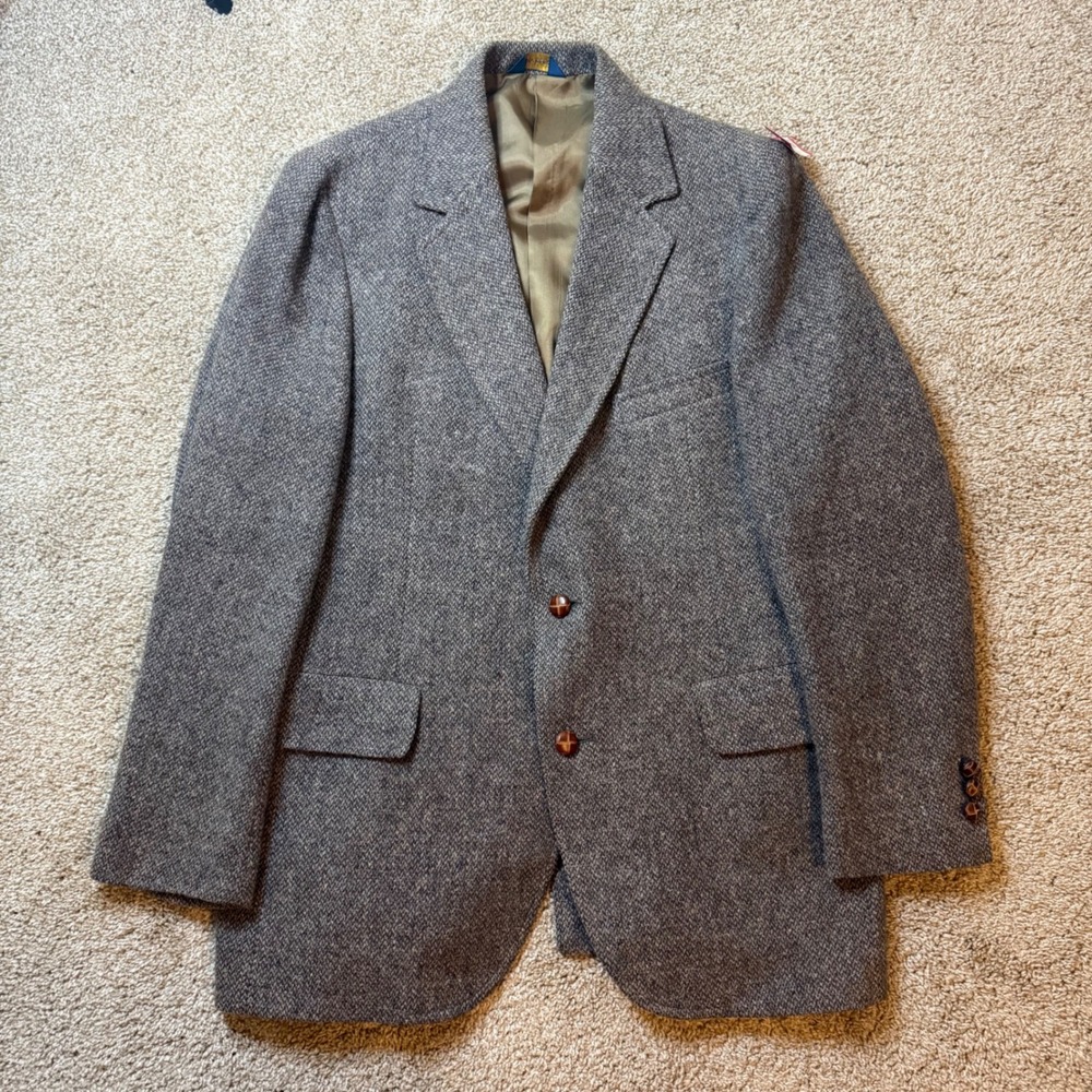 Pendleton Sport Coat Mens 42 Grey Virgin Wool Tweed Blazer Made in USA Vintage